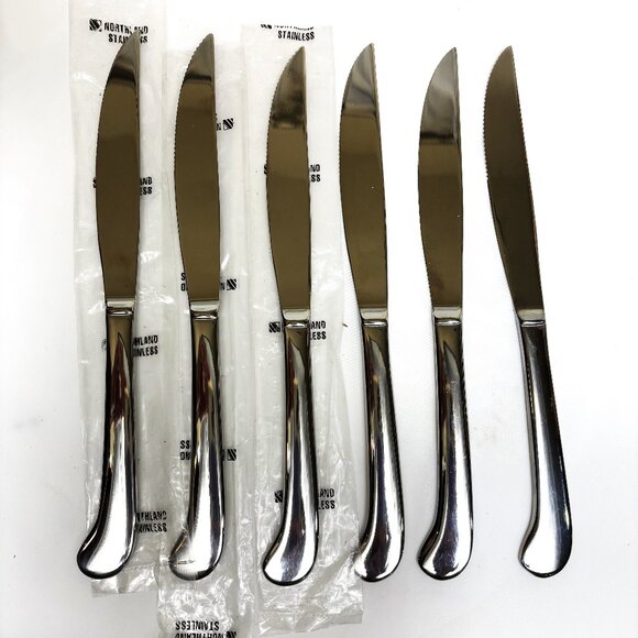 Northland Knives Stainless Set of Six Dinner Pistol Handles Flatwear NWOT - Picture 2 of 10